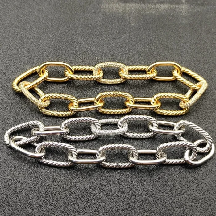 David Yurman Silver Madison Chain Single Diamond Bracelet, 21cm