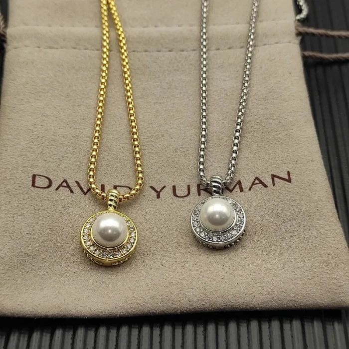 David Yurman 11mm Gold Round Pearl Pendant Necklace