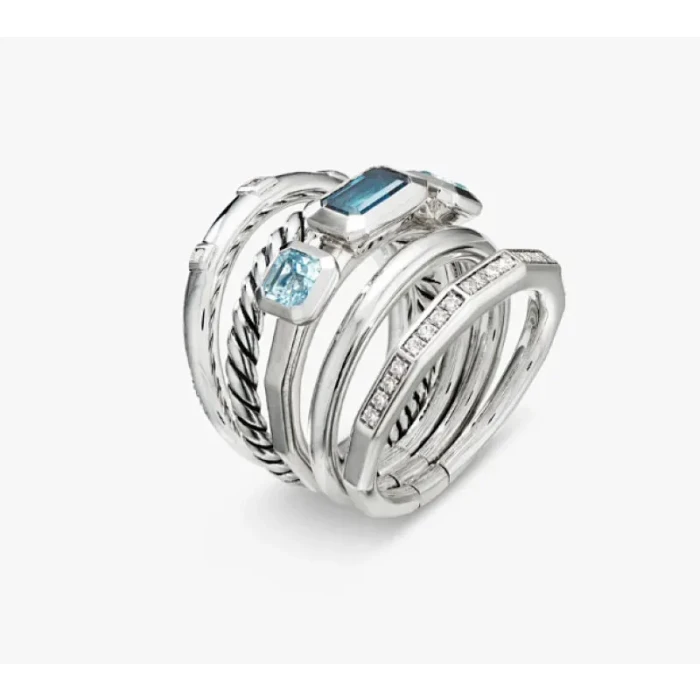 David Yurman 15mm Five-Row Connected Sapphire Ring
