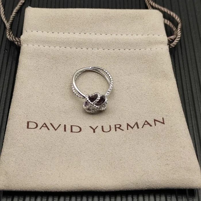 David Yurman 11mm Hexagon Purple Pavé Diamond Ring