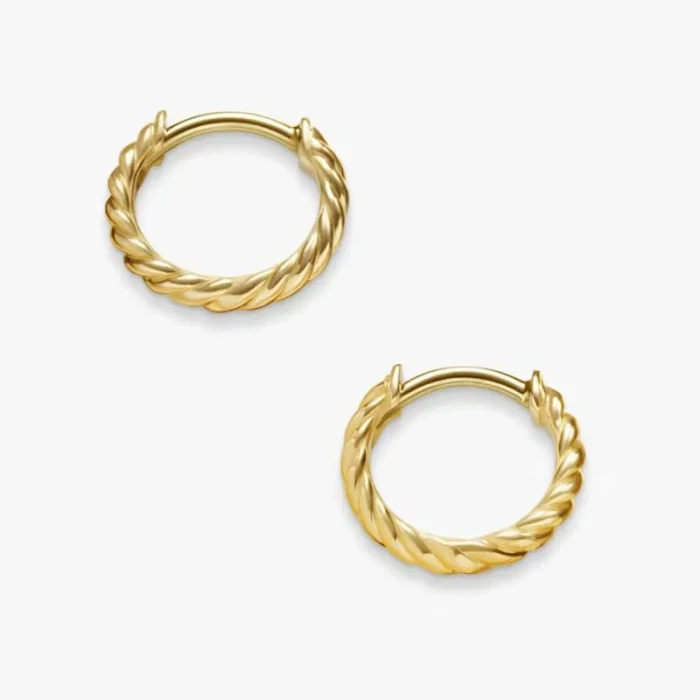David Yurman Gold 11mm Cable Mini Hoop Earrings