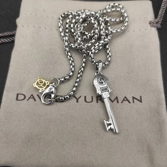 David Yurman Cable Chain Key Pendant Necklace with Sculpted End Cap