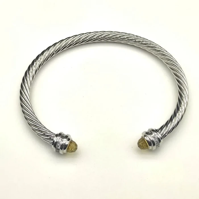 David Yurman 5mm Gemstone Yellow Diamond Station Cuff Bracelet