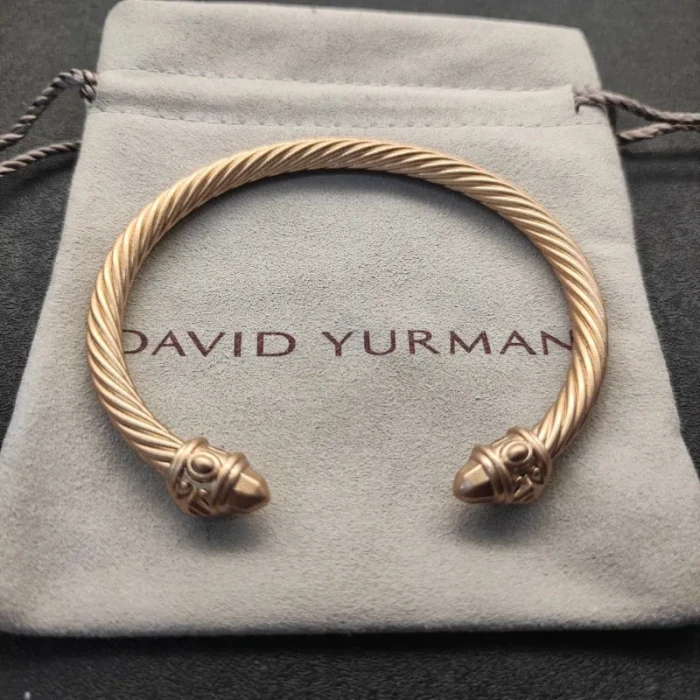 David Yurman 5mm Brown Colorful Enamel Cuff Bracelet, Fits Wrist Size 16cm - 20cm