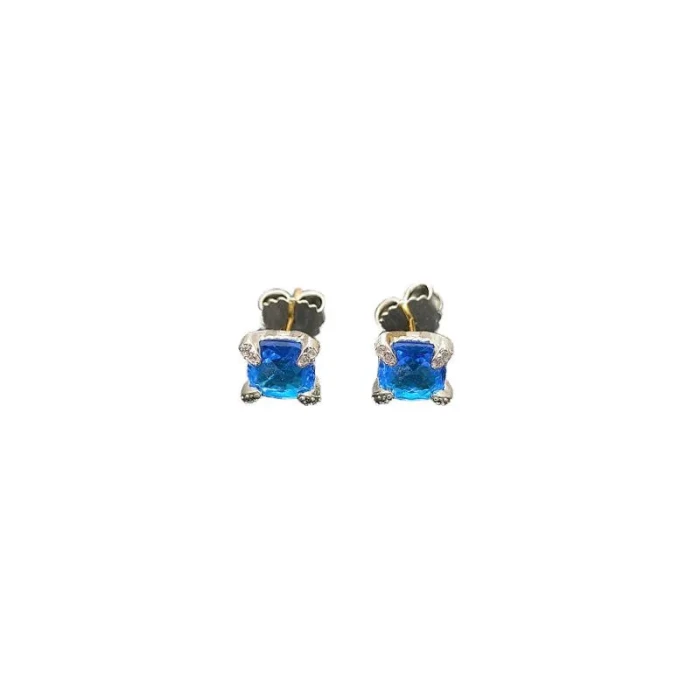 David Yurman 8mm Four-Prong Blue Diamond Stud Earrings