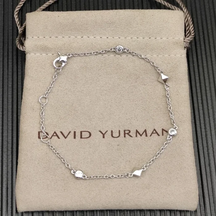 David Yurman Sterling Silver Small Modern Pavé Diamond Bracelet