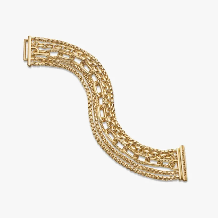 David Yurman Gold-Tone 29mm Multi-Row Chain Bracelet