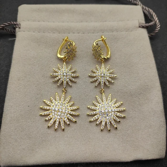 David Yurman Gold Triple Sunflower Earrings, 51mm Length