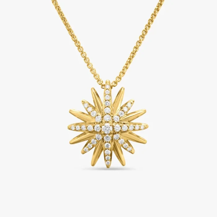 David Yurman Gold 19mm Sunflower Pendant Necklace