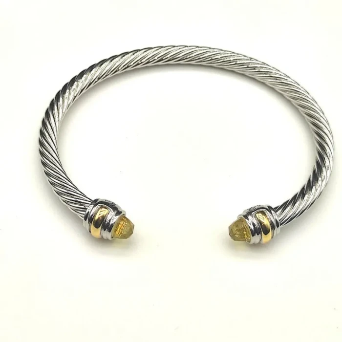 David Yurman 5mm Double End Cap Yellow Diamond Cable Bracelet