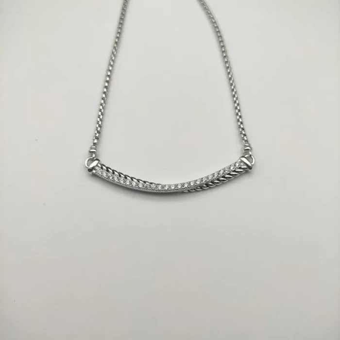 David Yurman Silver Smile Pavé Diamond Necklace