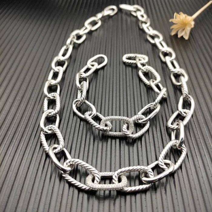 David Yurman Silver Madison Chain Diamond Accent Necklace 50cm
