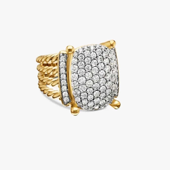 David Yurman Gold Large Pavé Diamond Band Ring
