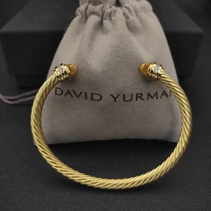 David Yurman 5mm Gold Diamond Yellow Diamond Bangle Bracelet