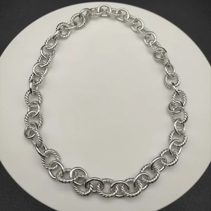 David Yurman 12mm Cable Necklace Sterling Silver 44cm with Adjustable Extension Chain