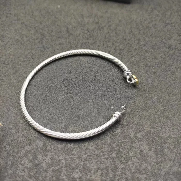 David Yurman 3mm Gold and Silver Heart Cuff Bracelet