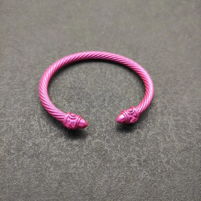 David Yurman 5mm Rose Red Colorful Enamel Cuff Bracelet, Fits Wrist Size 16cm - 20cm