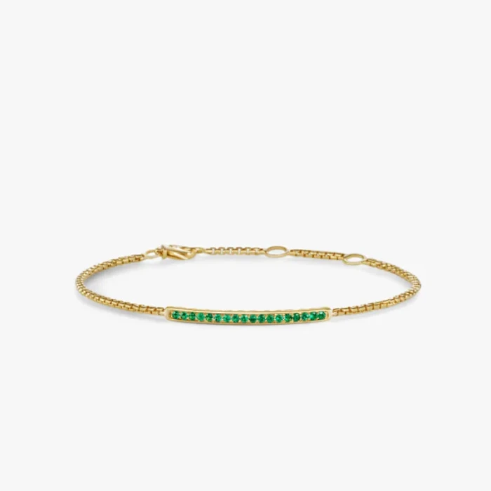 David Yurman 1.7mm Pavé Bar Green Diamond Bracelet