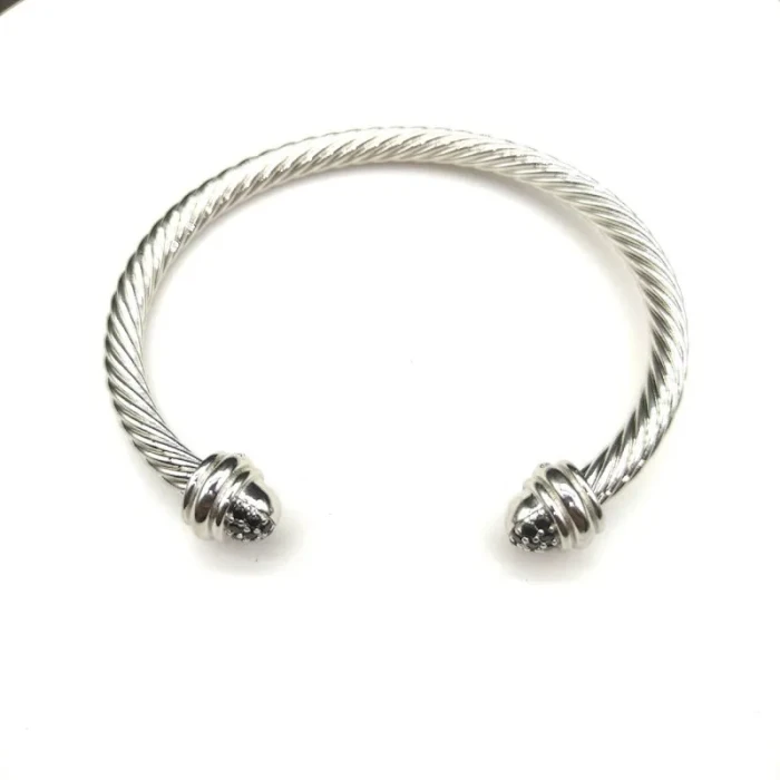 David Yurman 5mm Half-Pavé Cable Cuff Bracelet Black Diamonds