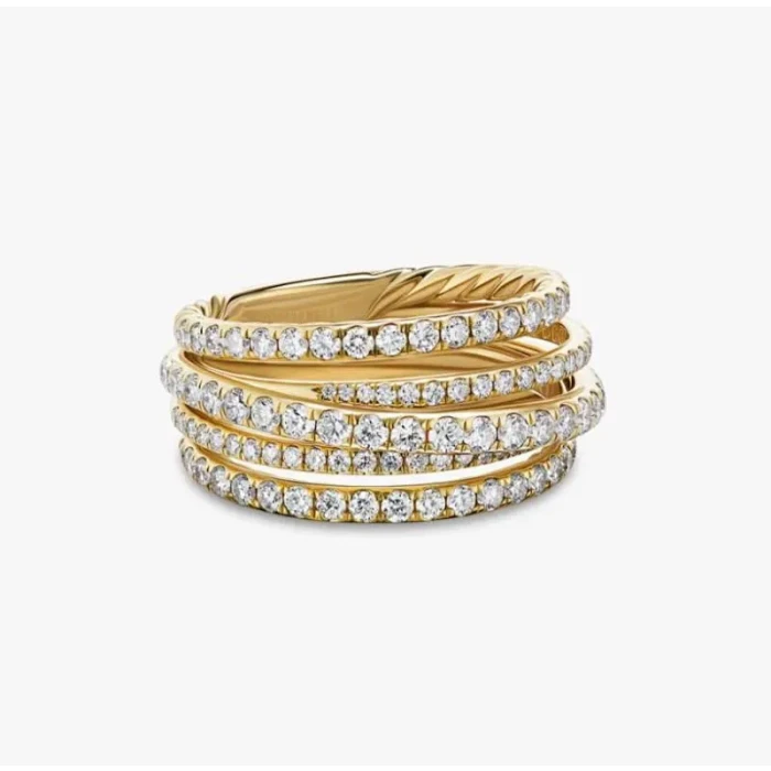 David Yurman Gold Pavé Diamond Interlocking Ring