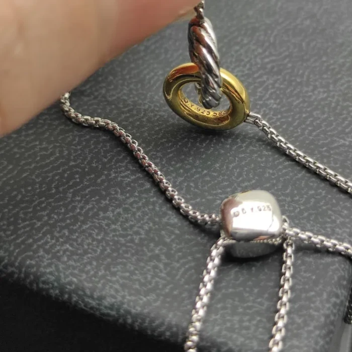 David Yurman Gold and Silver 15mm Cable Double Loop Bracelet