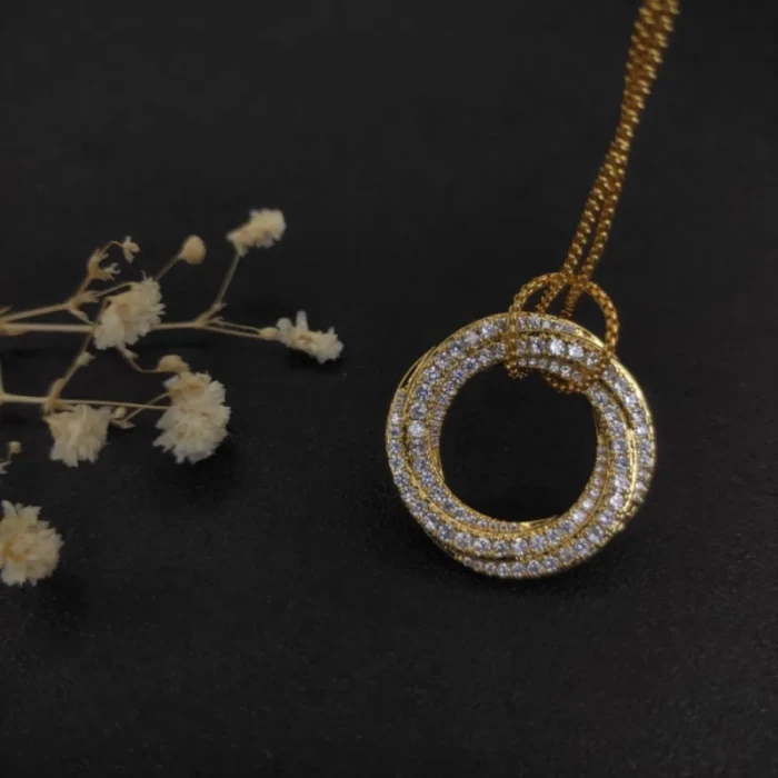 David Yurman 30mm Gold Tone Round Pavé-Crystal Necklace