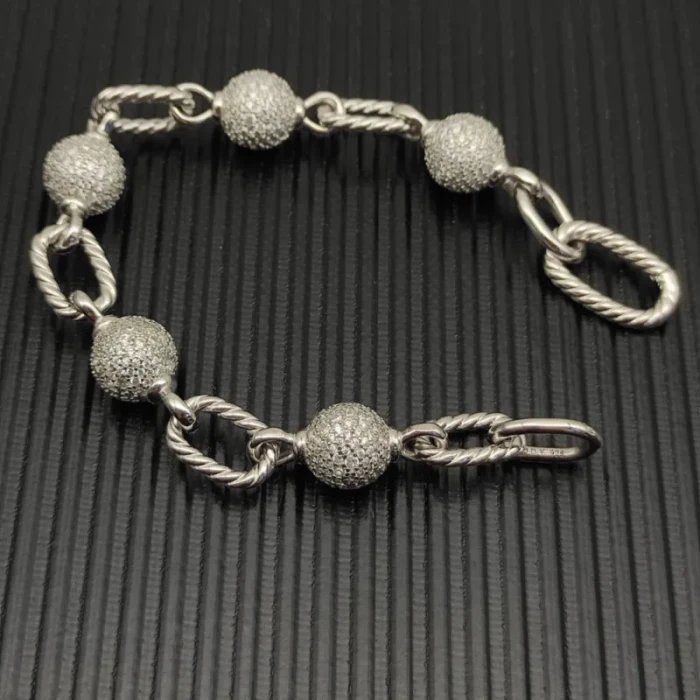David Yurman Sterling Silver Madison Pavé Bead Bracelet