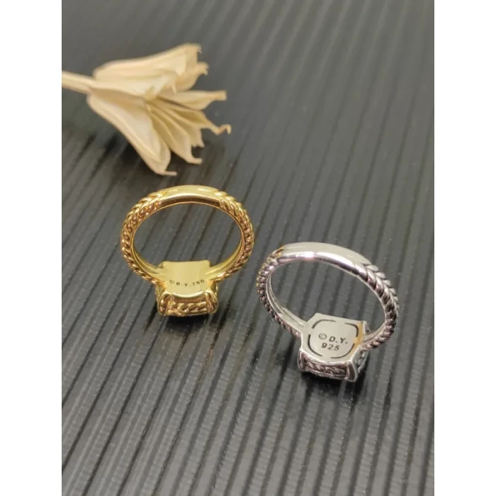 David Yurman Gold Four-Prong Pavé Diamond Ring