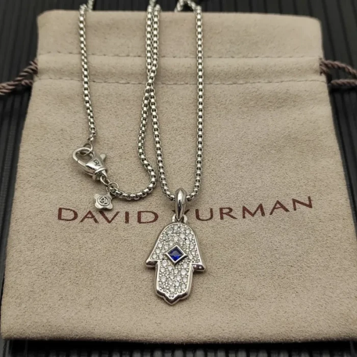 David Yurman White Gold-Tone Minions Blue Diamond Necklace