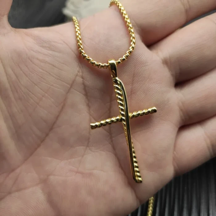 David Yurman Gold-Tone Cylindrical Cross Pendant Necklace