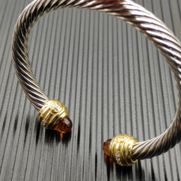 David Yurman 7mm Gold Champagne Diamond Head Gemstone Bracelet, Fits Wrist Sizes 16–20cm