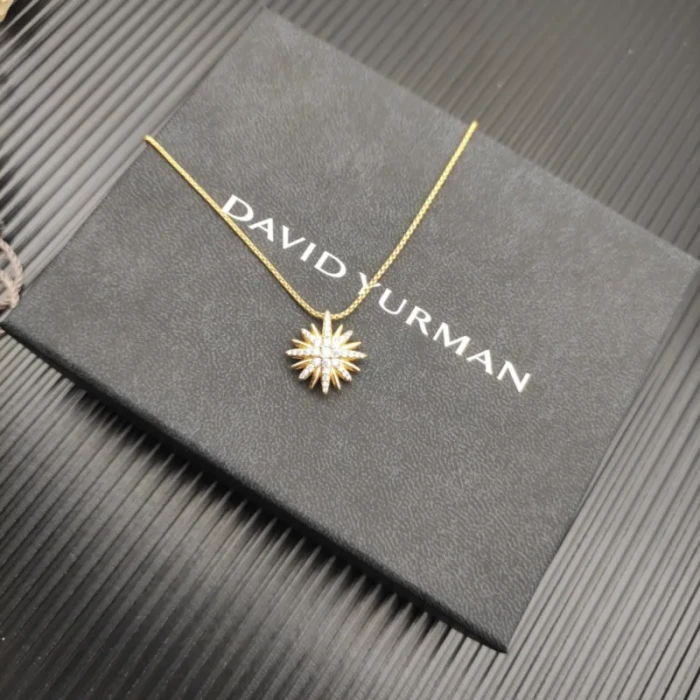 David Yurman Gold 19mm Sunflower Pendant Necklace