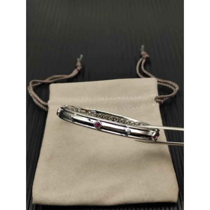 David Yurman 8mm Silver Pavé Red Diamond Renaissance Band Bracelet