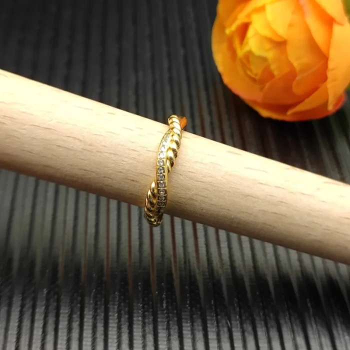 David Yurman Gold Pavé Interwoven Love Ring
