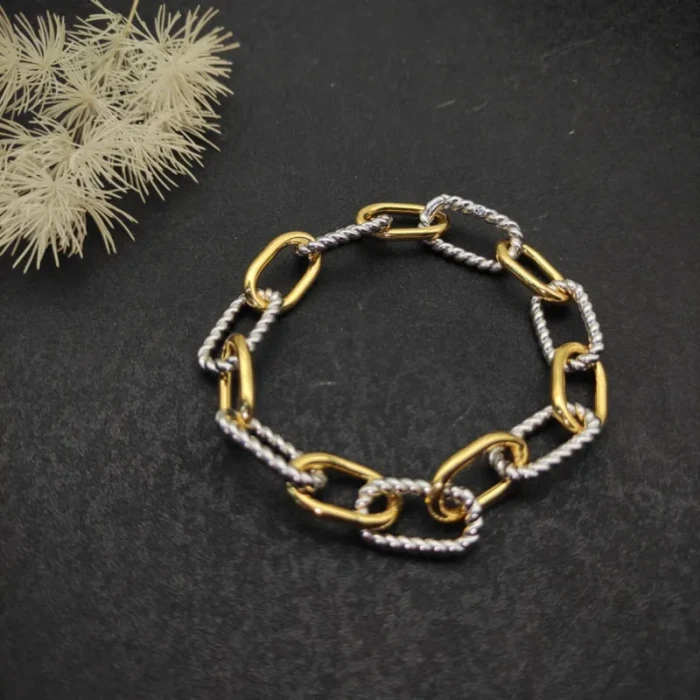 David Yurman Madison Chain Multi-Ring Gold and Silver Bracelet, Length 21cm