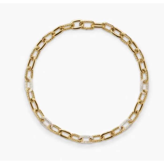 David Yurman Gold Madison Chain Diamond Accent Necklace 50cm