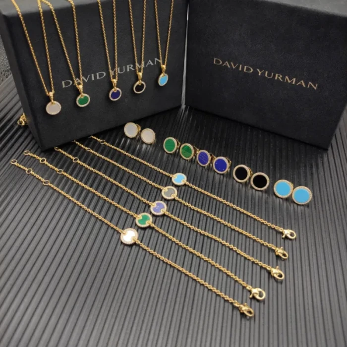 David Yurman Gold Pavé Black Onyx Round Charm Bracelet