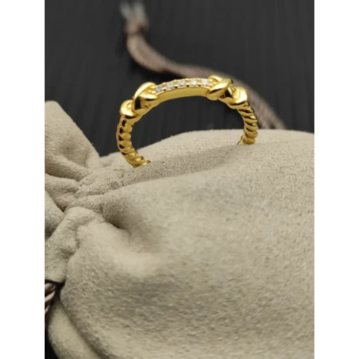 David Yurman Gold-Tone Cable Wrapped Edge Ring