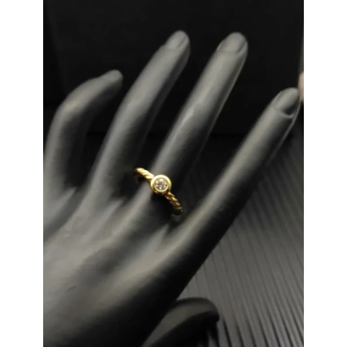 David Yurman Gold 2.8mm Petite Cable Pavé White Diamond Ring