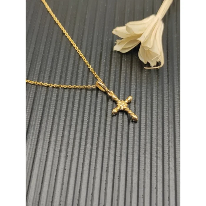 David Yurman Gold Small Modern Cross Diamond Pendant Necklace