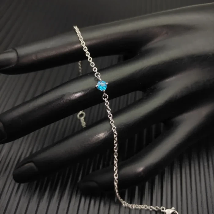 David Yurman 4mm Sterling Silver Single Stone Deep Blue Diamond Bracelet
