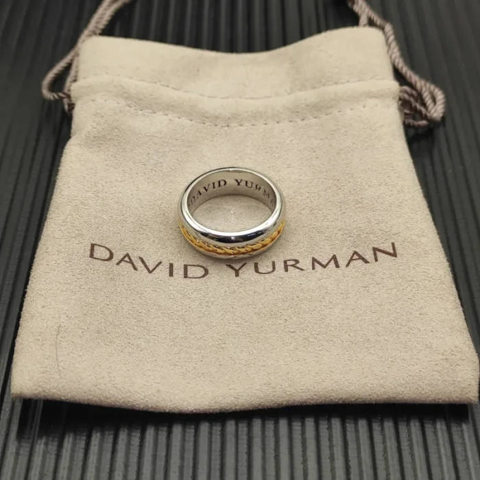 David Yurman Gold and Silver Cable Plain Ring
