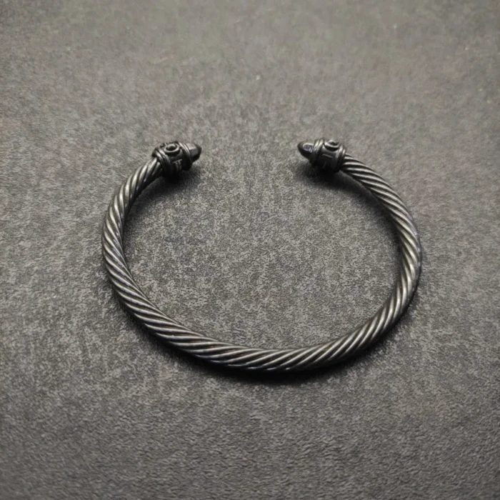 David Yurman 5mm Black Colorful Enamel Cuff Bracelet, Fits Wrist Size 16cm - 20cm