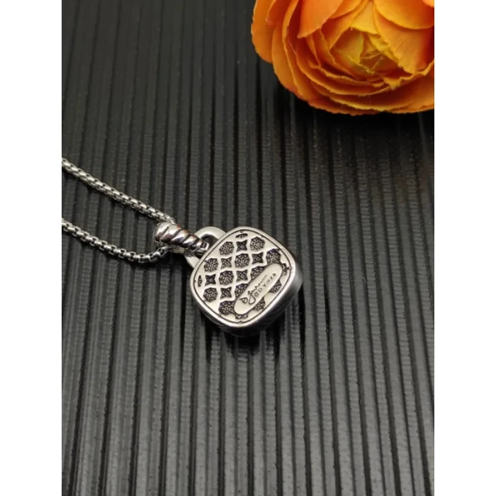 David Yurman 14mm Square White Diamond Necklace