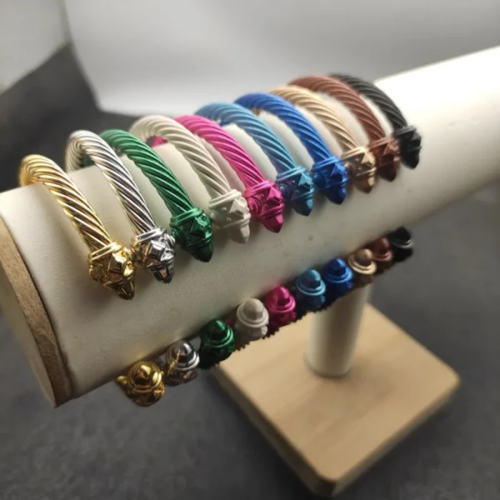 David Yurman 5mm Deep Blue Colorful Enamel Cuff Bracelet, Fits Wrist Size 16cm - 20cm