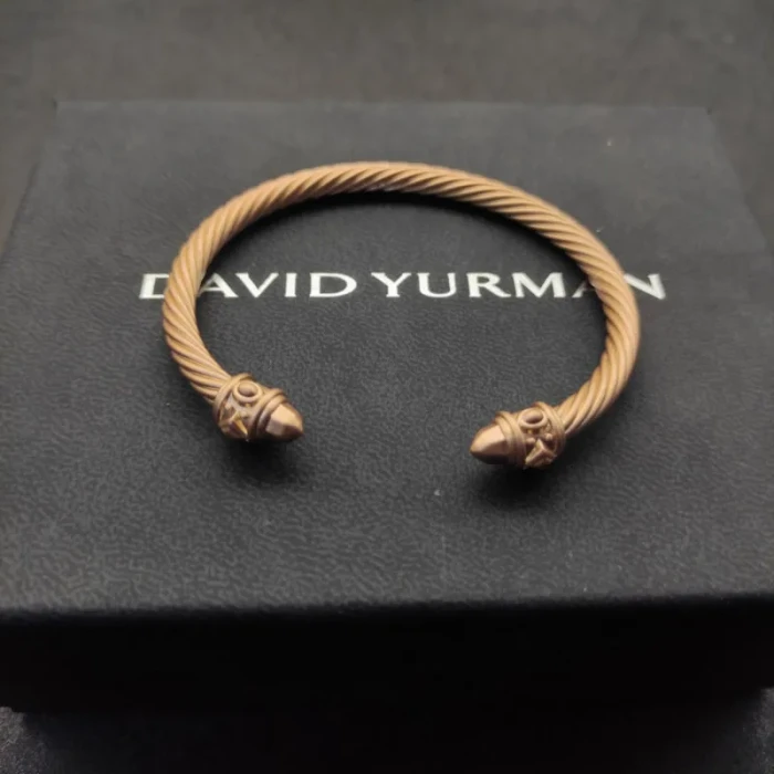David Yurman 5mm Brown Colorful Enamel Cuff Bracelet, Fits Wrist Size 16cm - 20cm