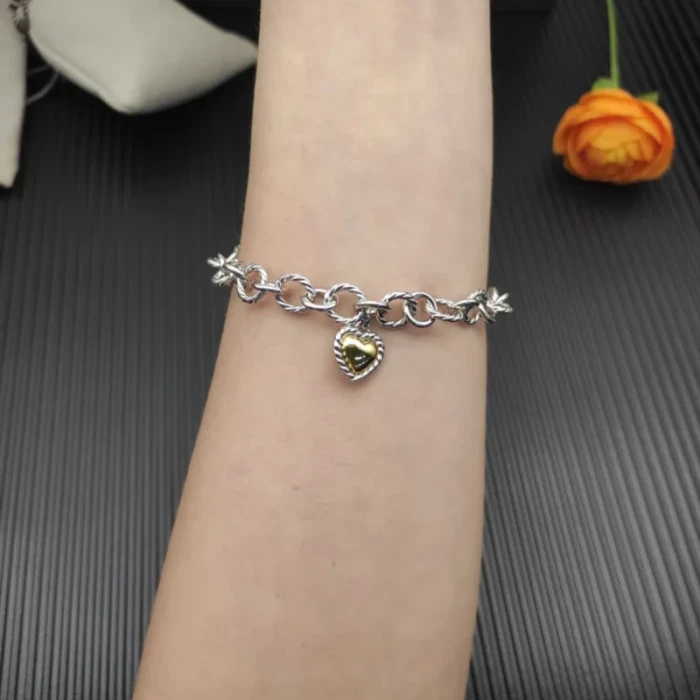 David Yurman Silver 4.5mm Heart Cable Bracelet