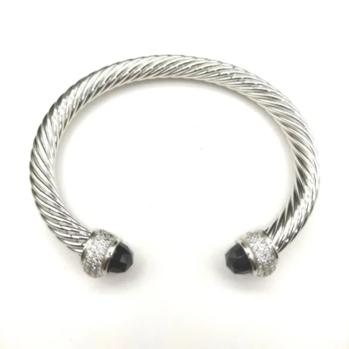 David Yurman 7mm Full Pavé Black Diamond End Cap Bracelet