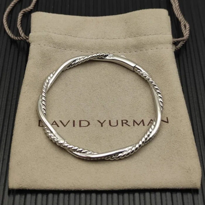 David Yurman 4.4mm Sterling Silver Small Infinity Interwoven Bangle Bracelet