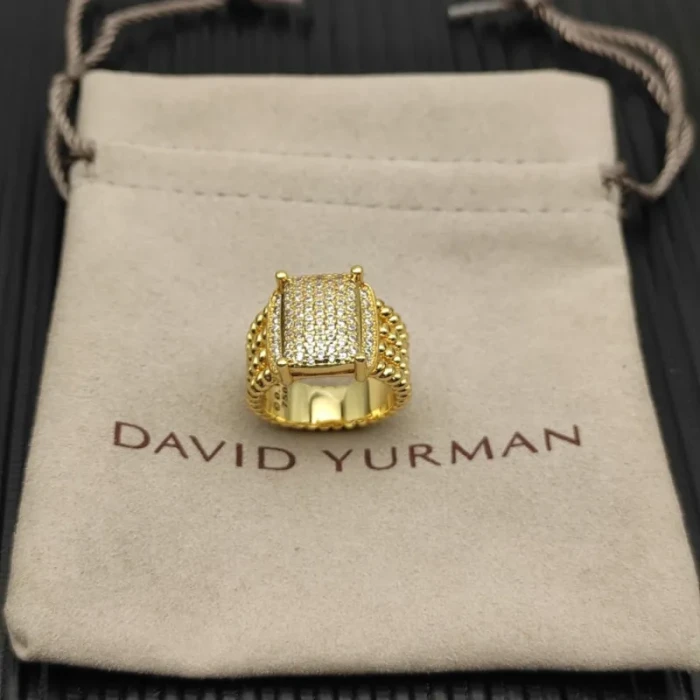 David Yurman Gold Large Pavé Diamond Band Ring